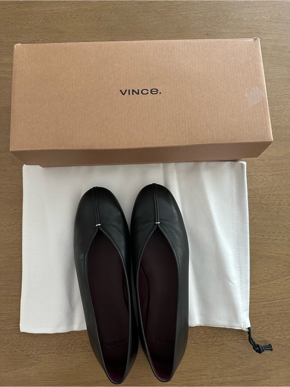 VINCE Black Leather Ballet Flats - Sleek Women's Slip-Ons